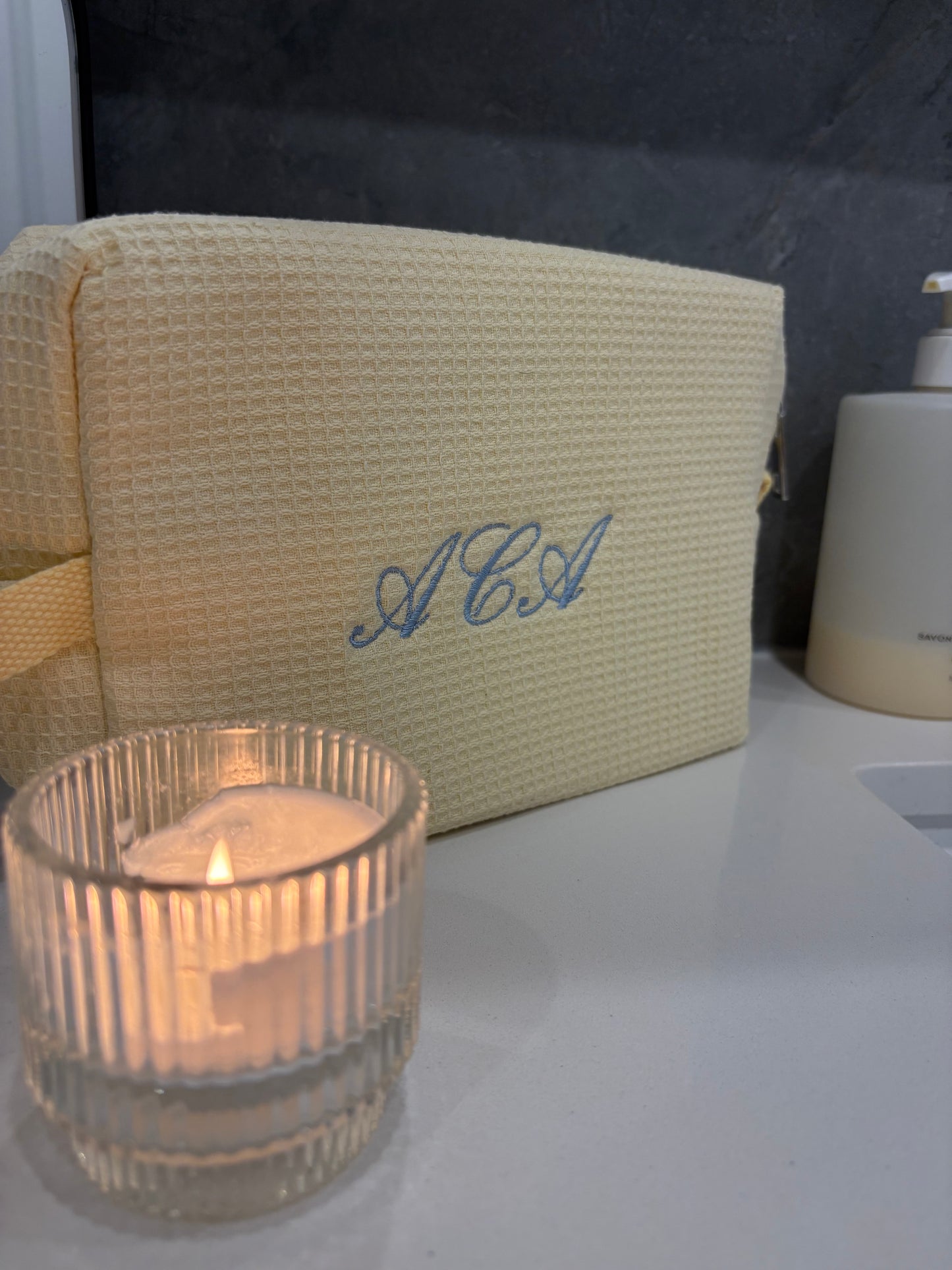 butter yellow custom cosmetic bag