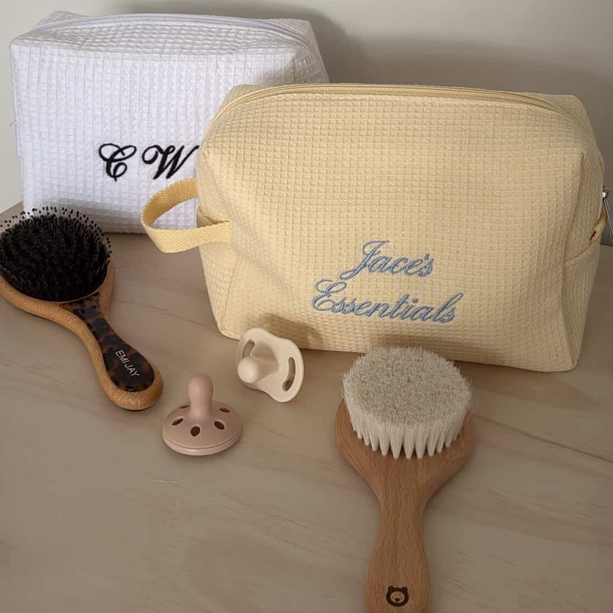butter yellow custom cosmetic bag