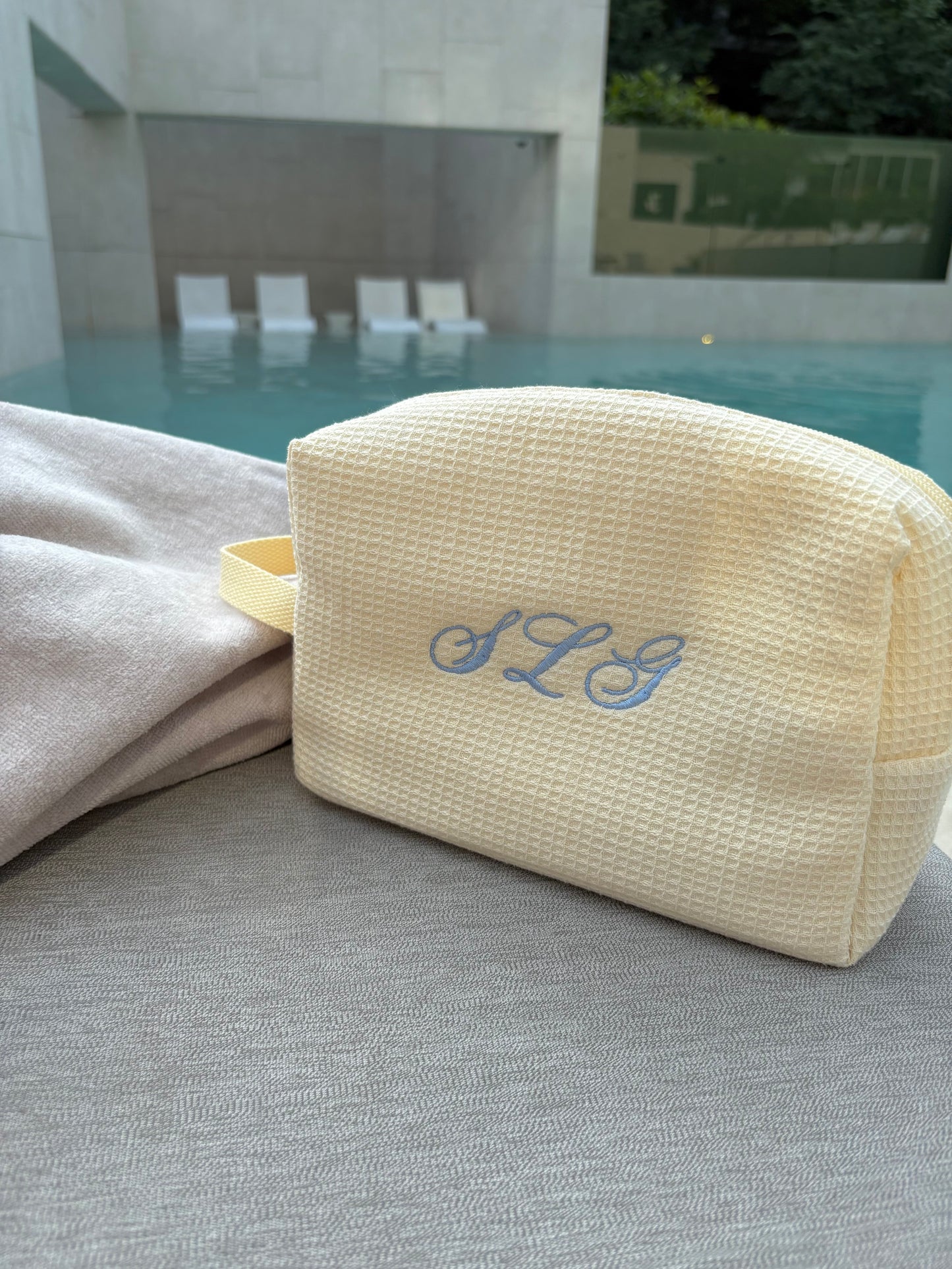 butter yellow custom cosmetic bag