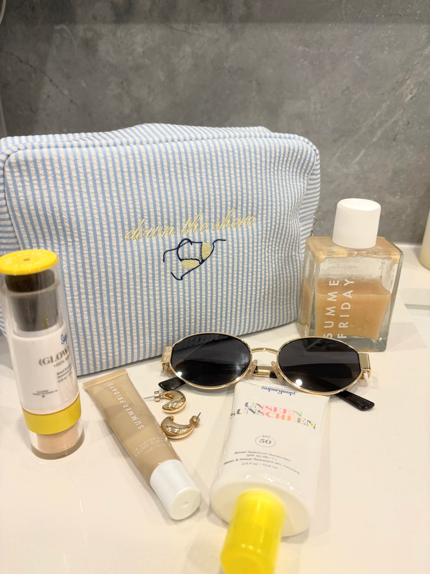 down the shore cosmetic bag