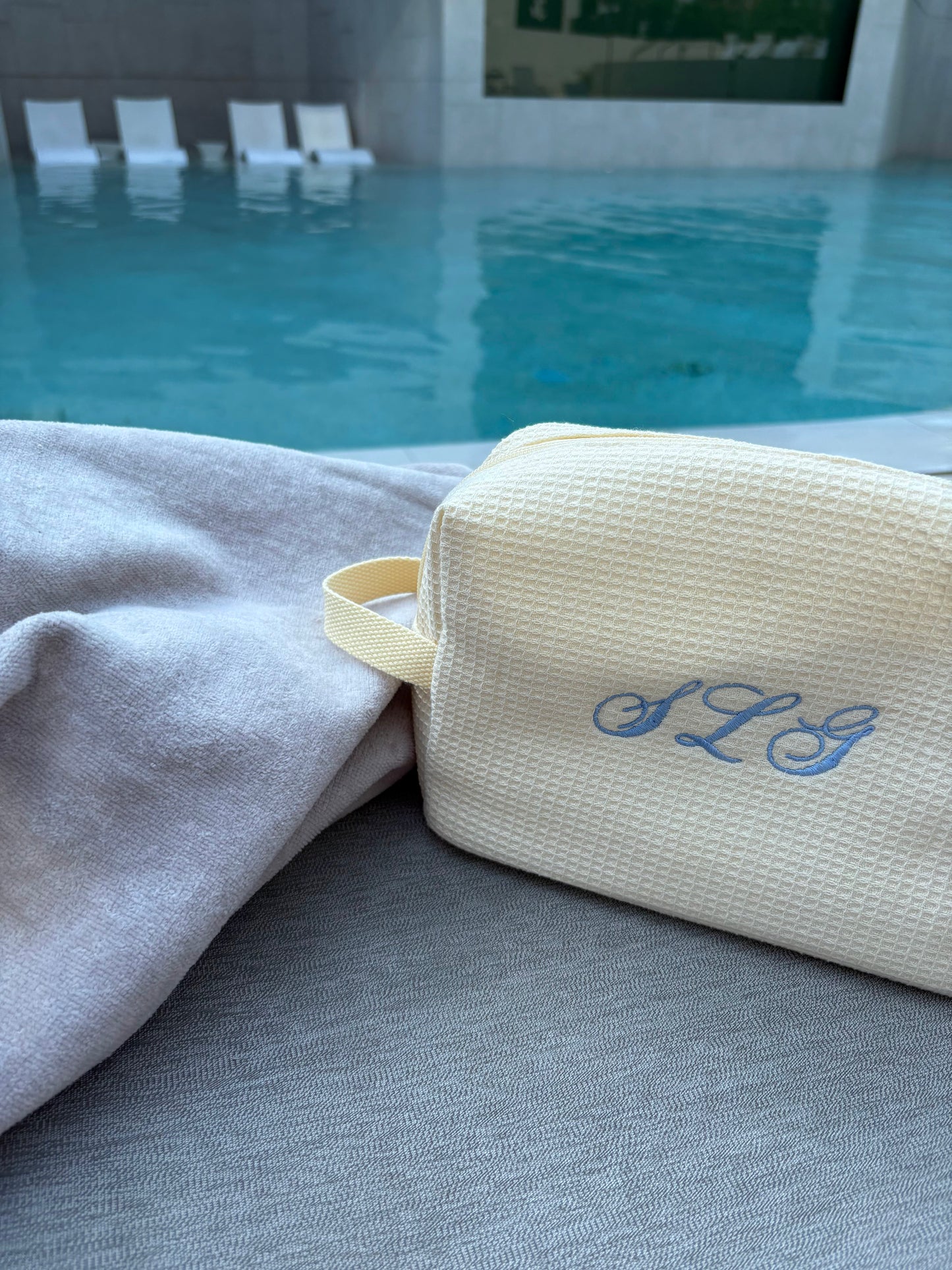 butter yellow custom cosmetic bag