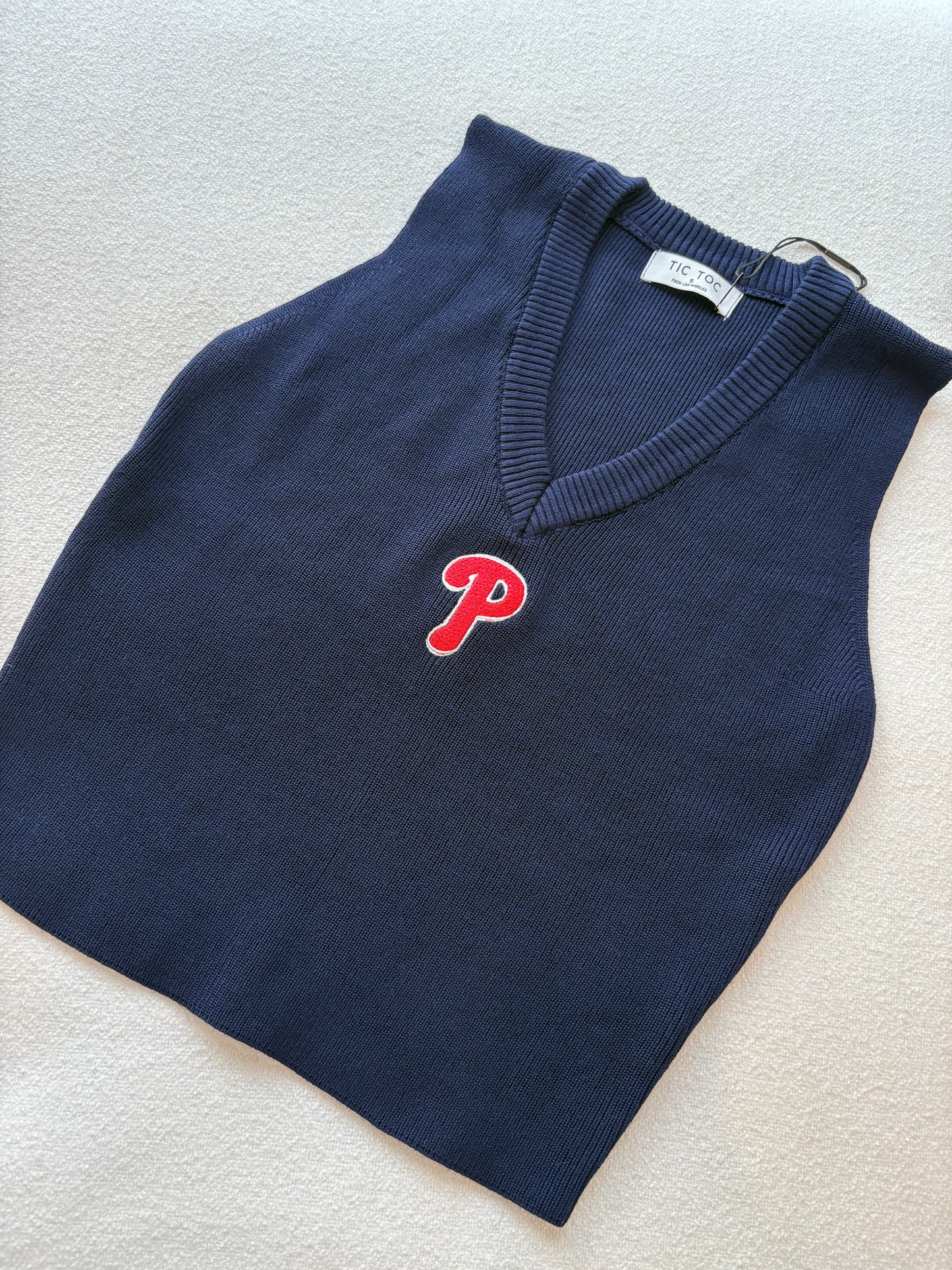 phillies navy sweater vest