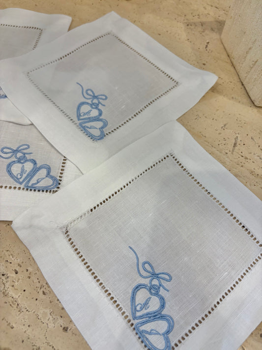 set of 4 custom locket cocktail napkins