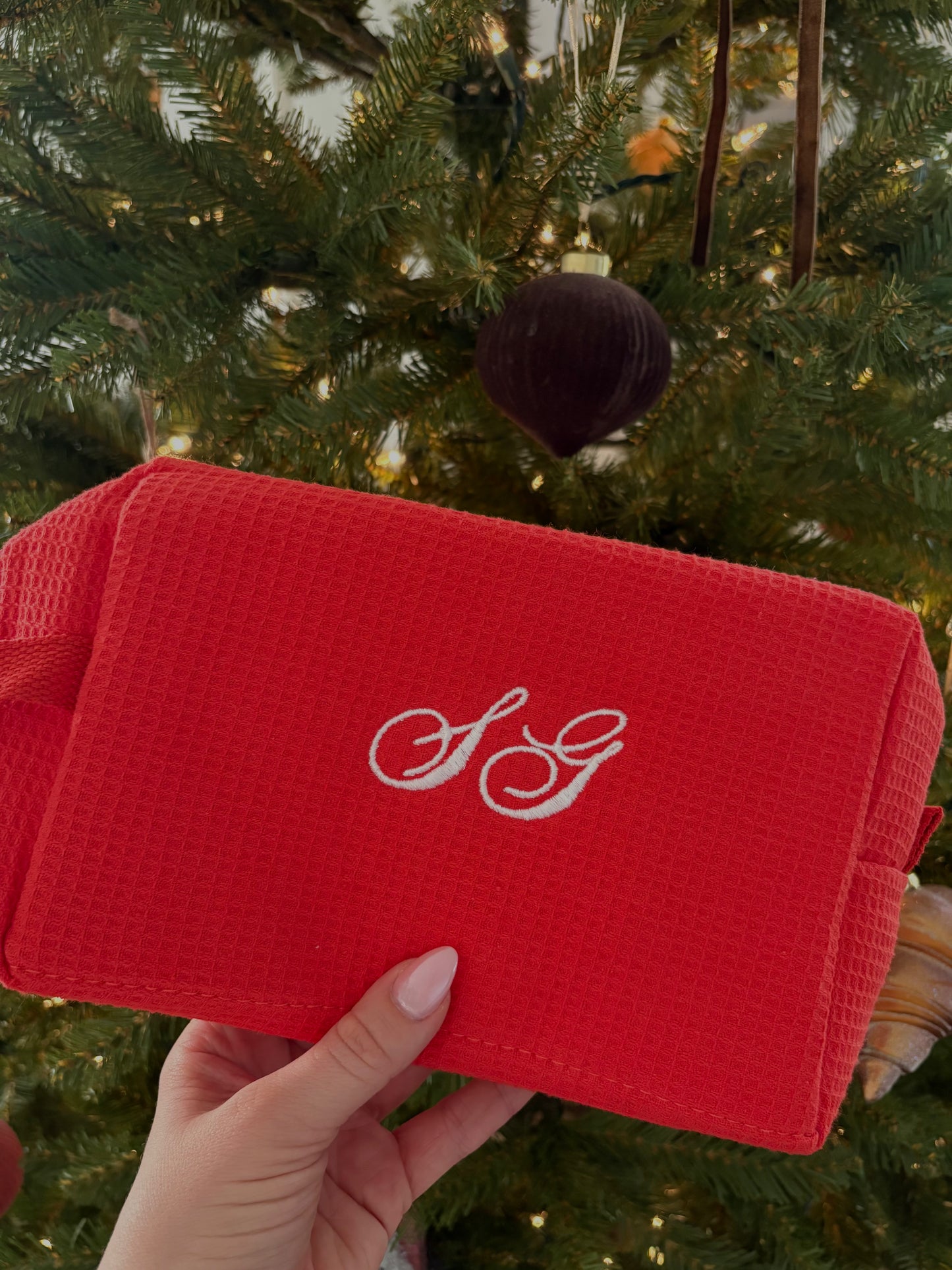 red custom cosmetic bag