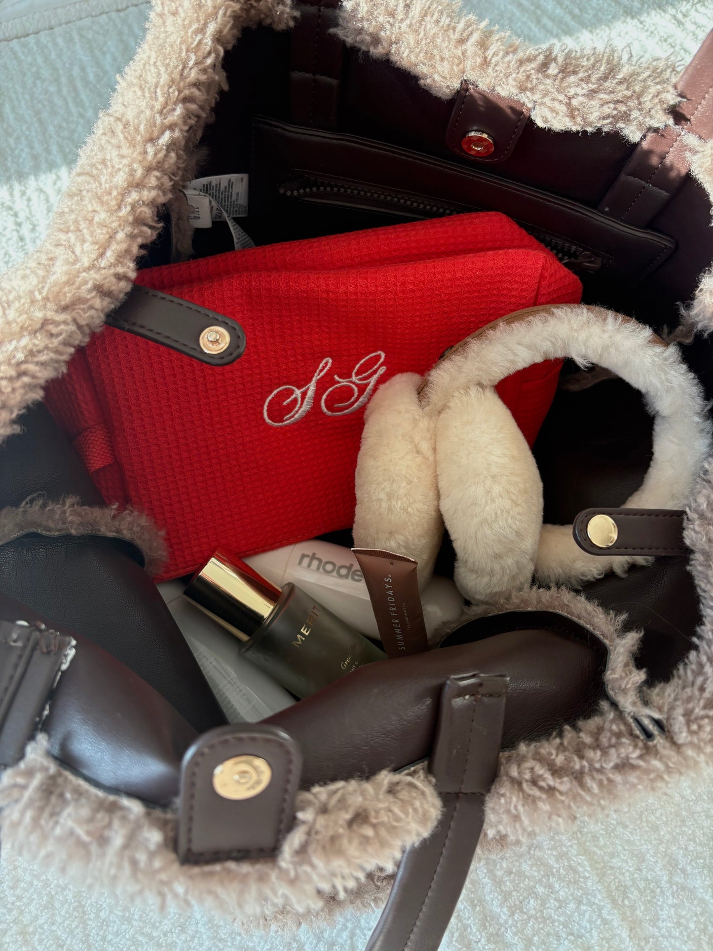 red custom cosmetic bag