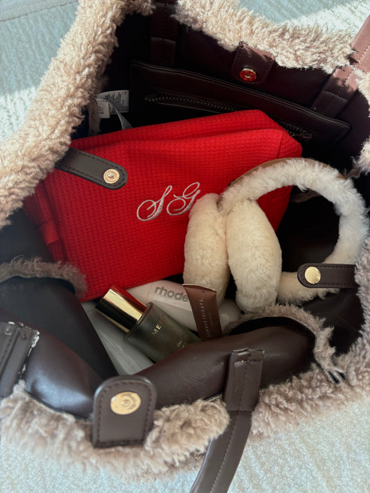 red custom cosmetic bag