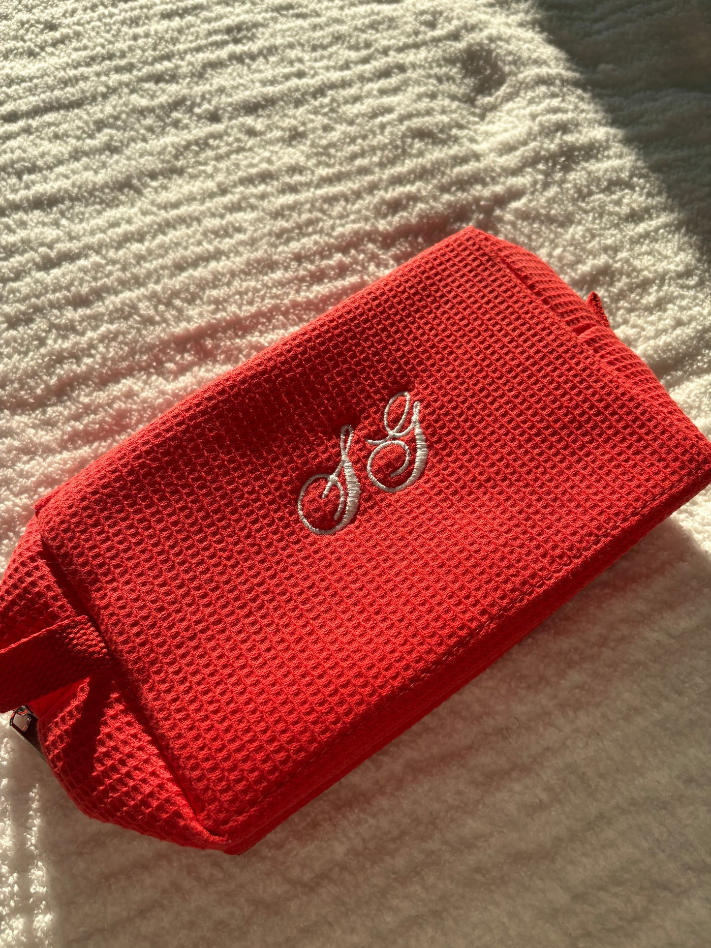 red custom cosmetic bag
