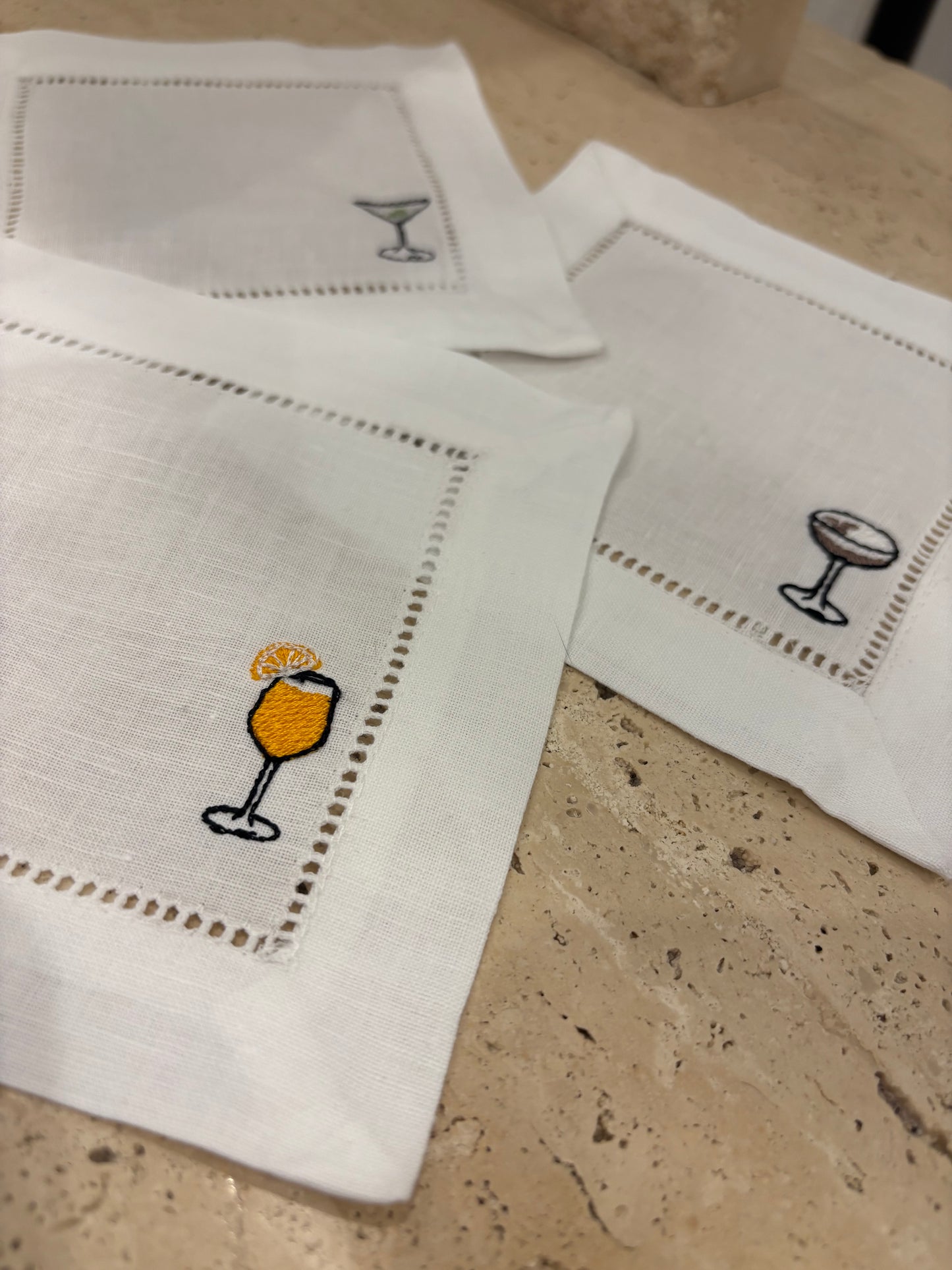 set of 4 custom cocktail napkins