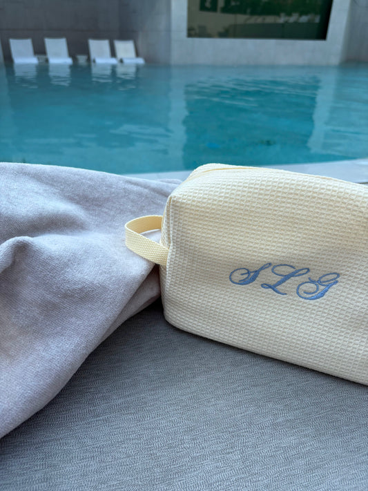butter yellow custom cosmetic bag