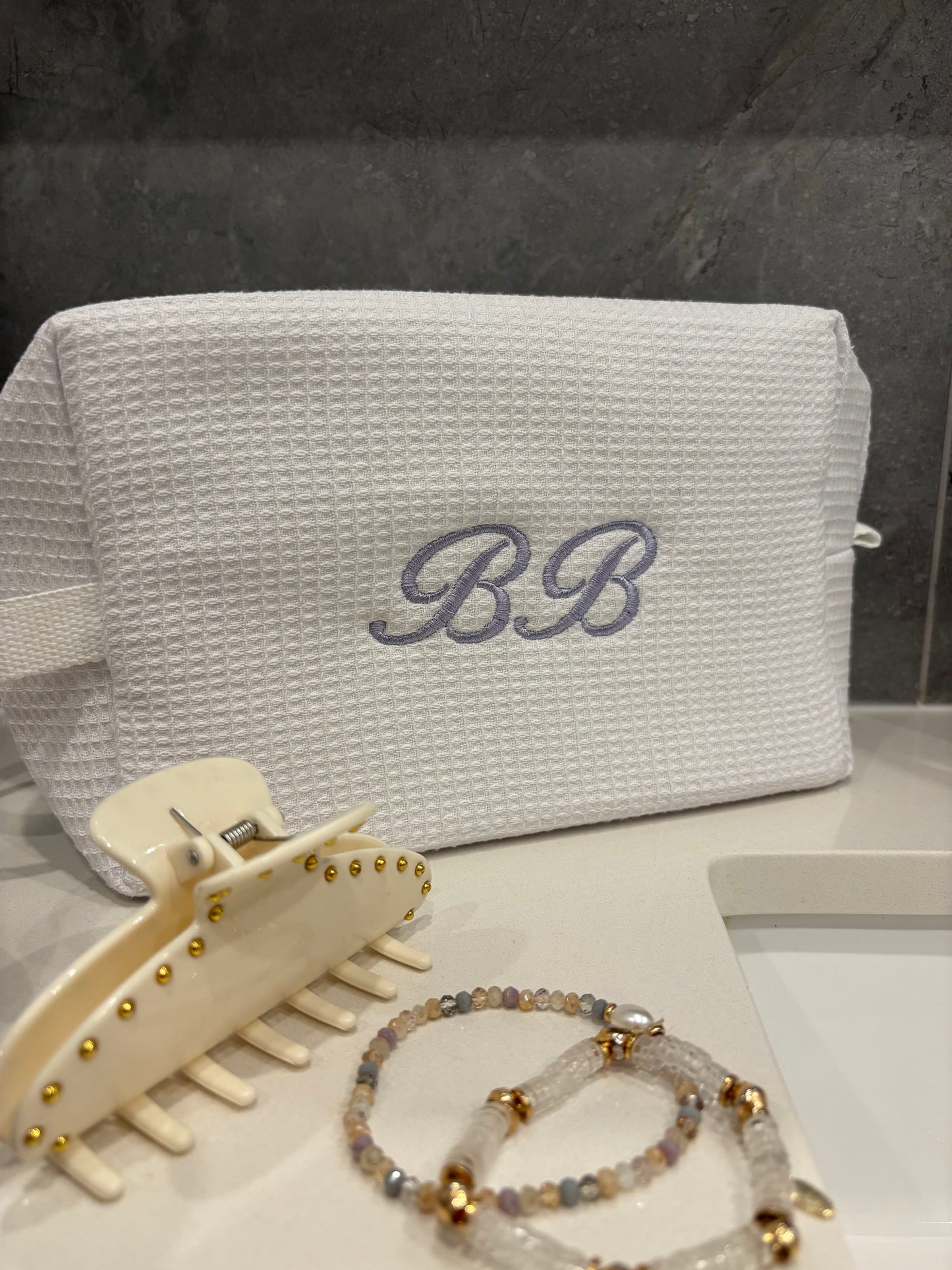 white custom cosmetic bag